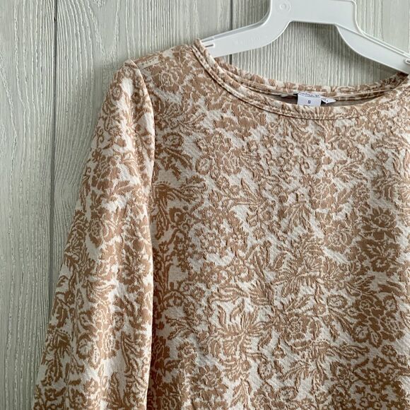 Ophelia Roe Tan Puff Sleeve Top Small - Picture 2 of 3